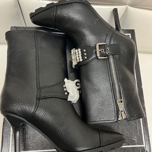 Karl Lagerfield Mable 9.5 Rhinestone Crystal Studded Leather Heel GOTH ALT - Picture 14 of 14